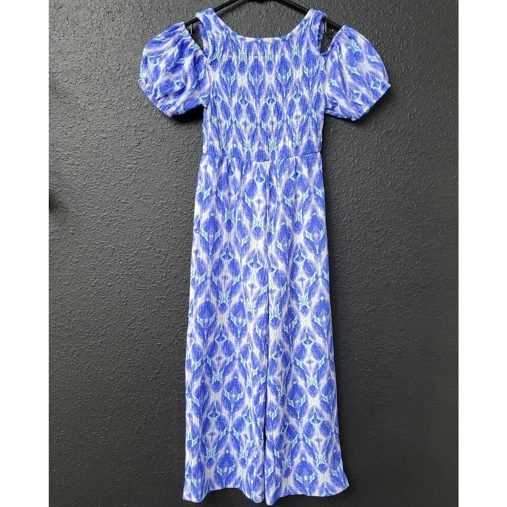 Zara Girls Jumpsuit Size 6 Blue Boho Print One-Piece - Picture 4 of 4